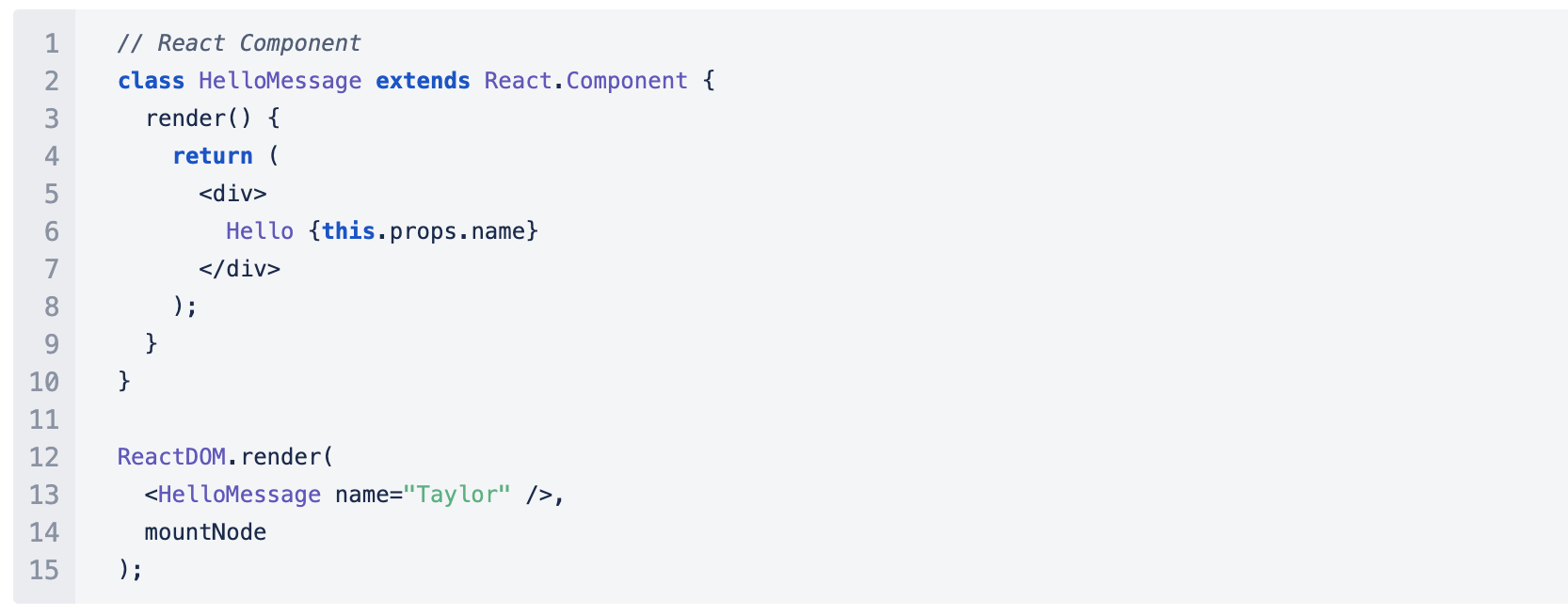 Screenshot of what the rendered code component should look like